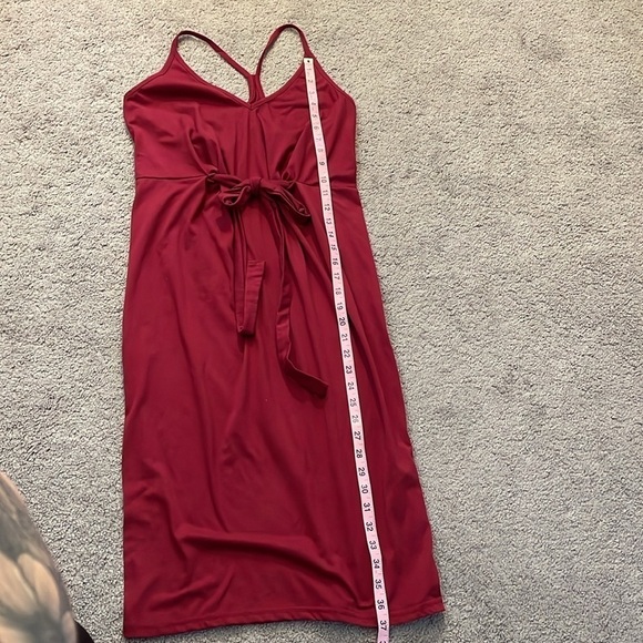 SHEIN Midi Berry Red V-Neck Tank Dress Front Tie | Size Medium - Picture 13 of 14